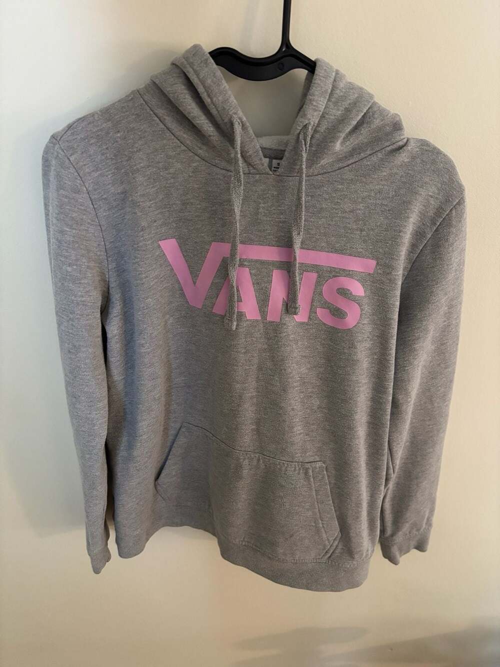 Vans Women's Classic Logo Gray and Pink Pullover Hoodie